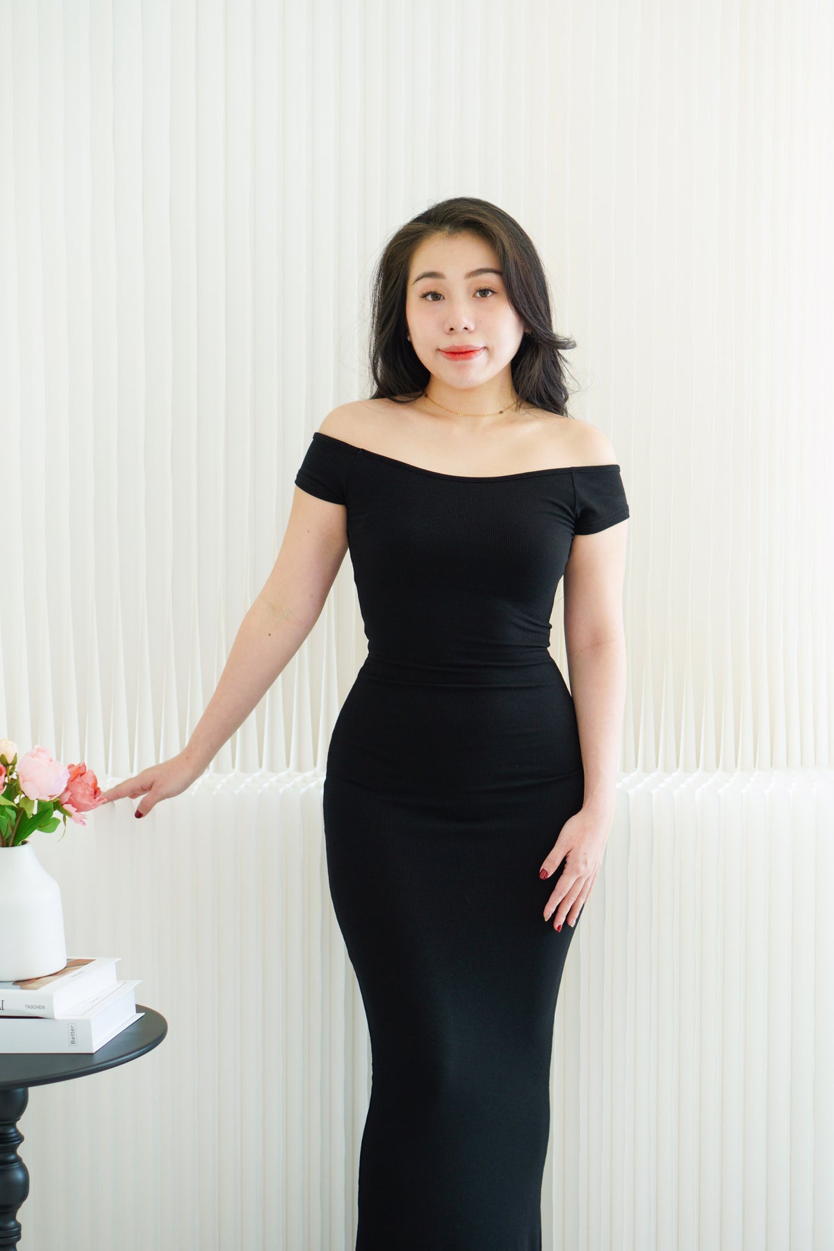 Lucienne Basic Maxi Bodycon Dress in Black