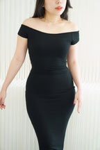 Lucienne Basic Maxi Bodycon Dress in Black
