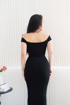 Lucienne Basic Maxi Bodycon Dress in Black