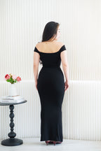 Lucienne Basic Maxi Bodycon Dress in Black