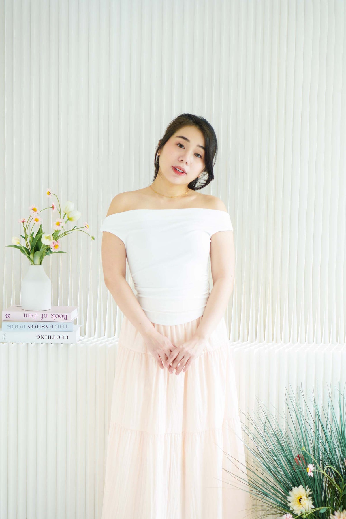 Reika Cowl Neck Ruched Top in White