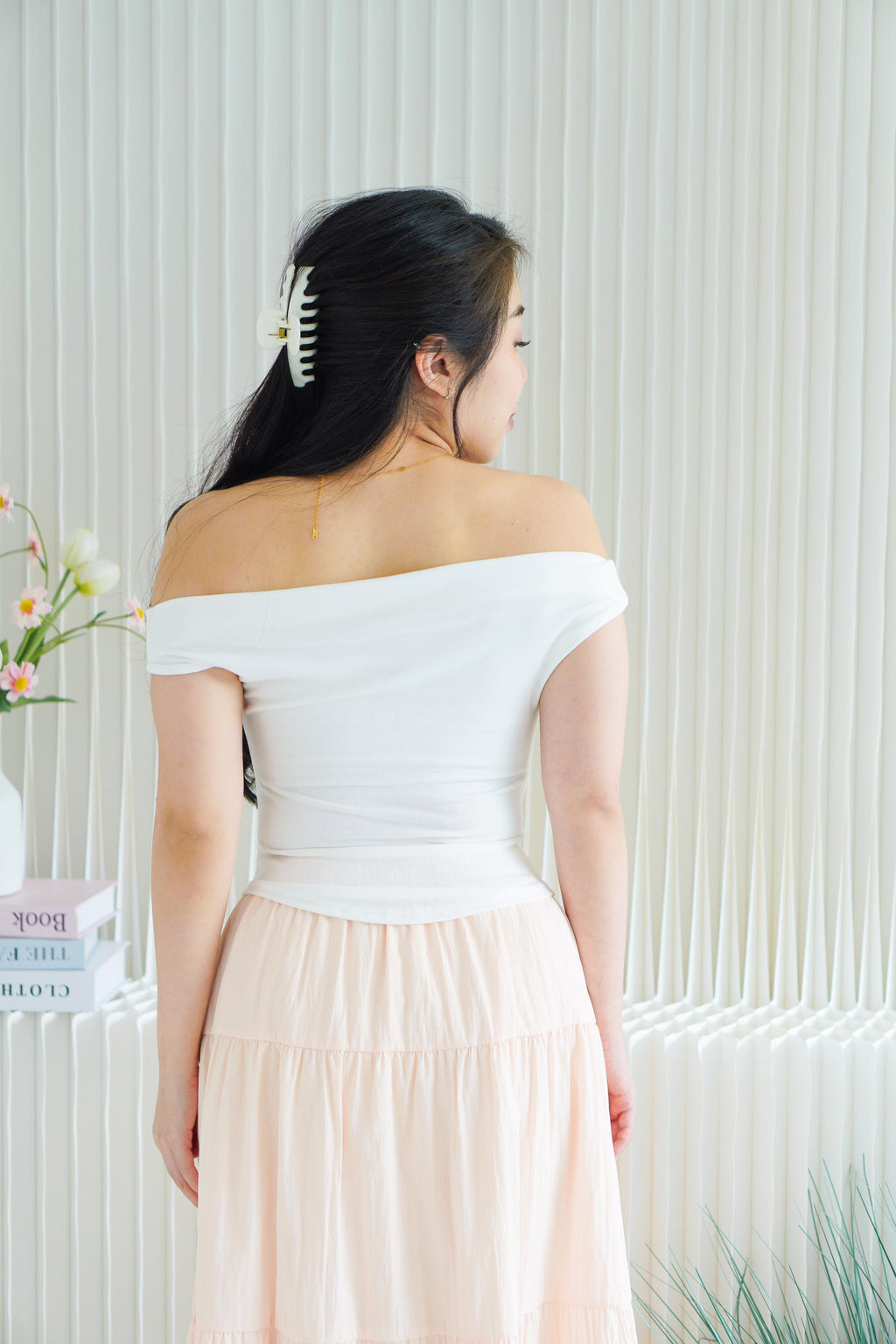 Reika Cowl Neck Ruched Top in White