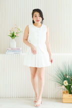 Bryla Vest and Pleated Skirt 2 Piece Set in White