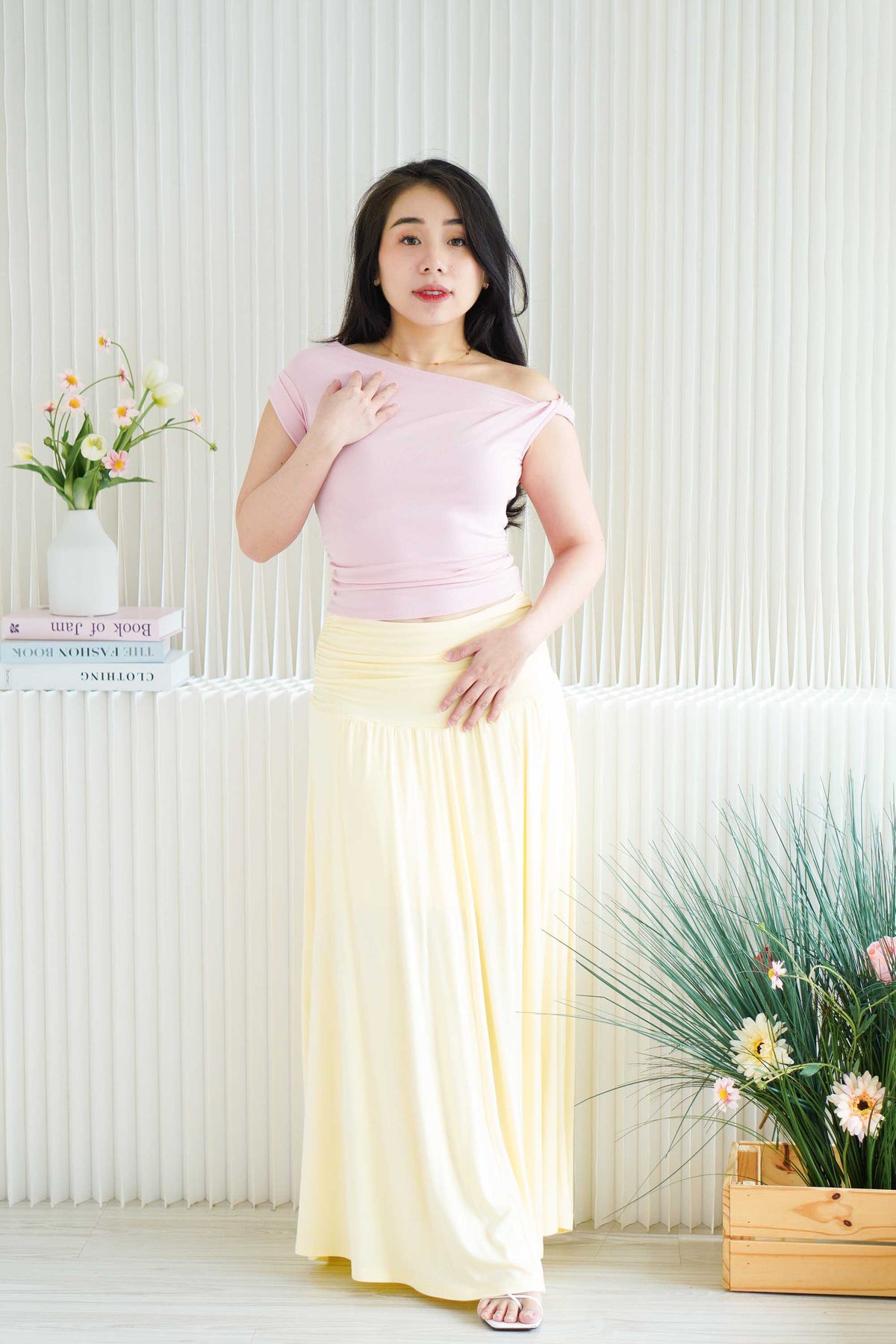 Cedar Toga Ruched Top in Light Pink