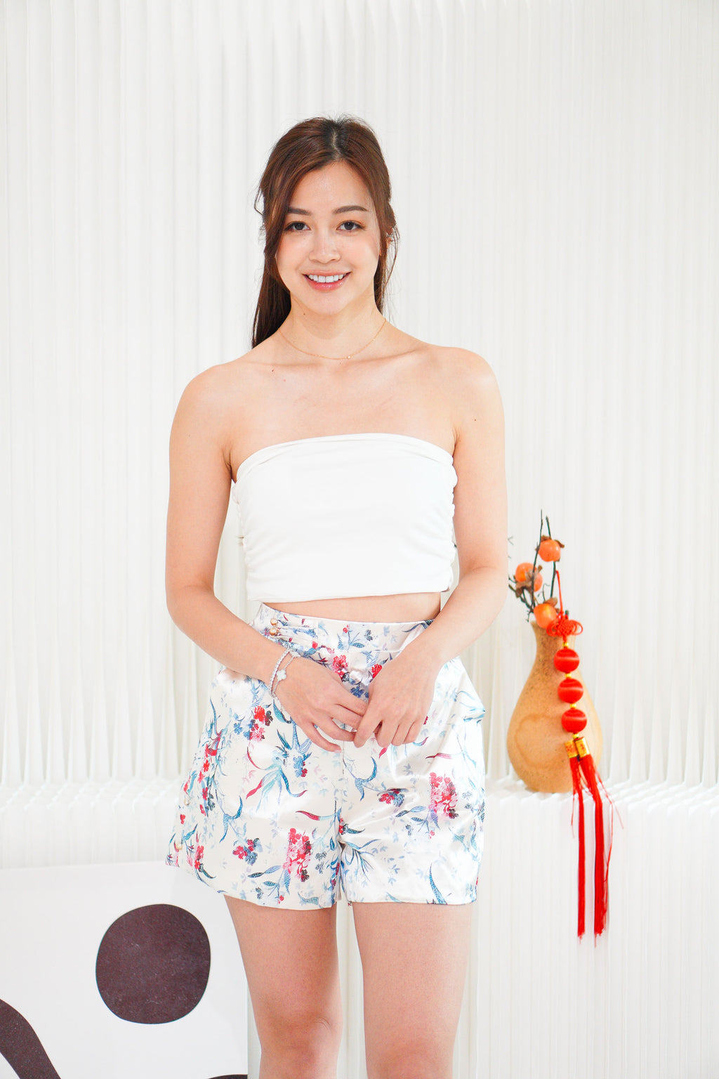 Shao Floral High Waisted Shorts
