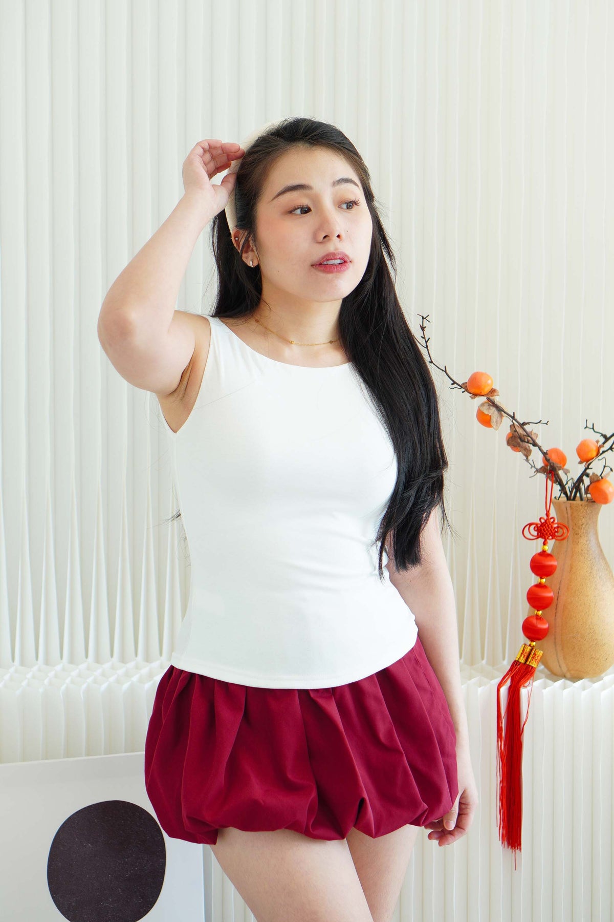 Tracy Basic Boat Neck Top in White