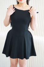 Cressida A-line Structured Mini Dress with Ribbon in Black