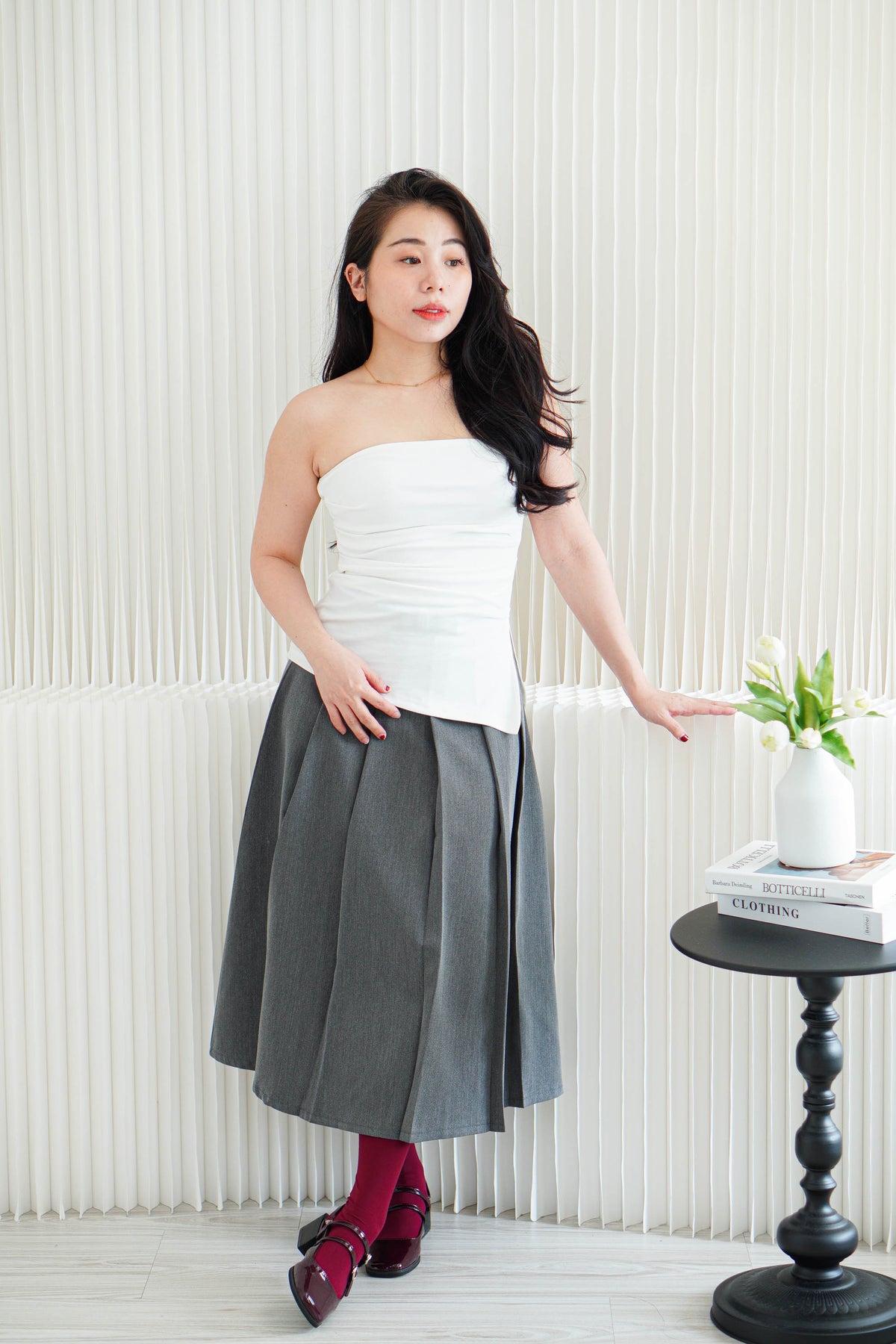 Kaia Tube Ruched Top in White