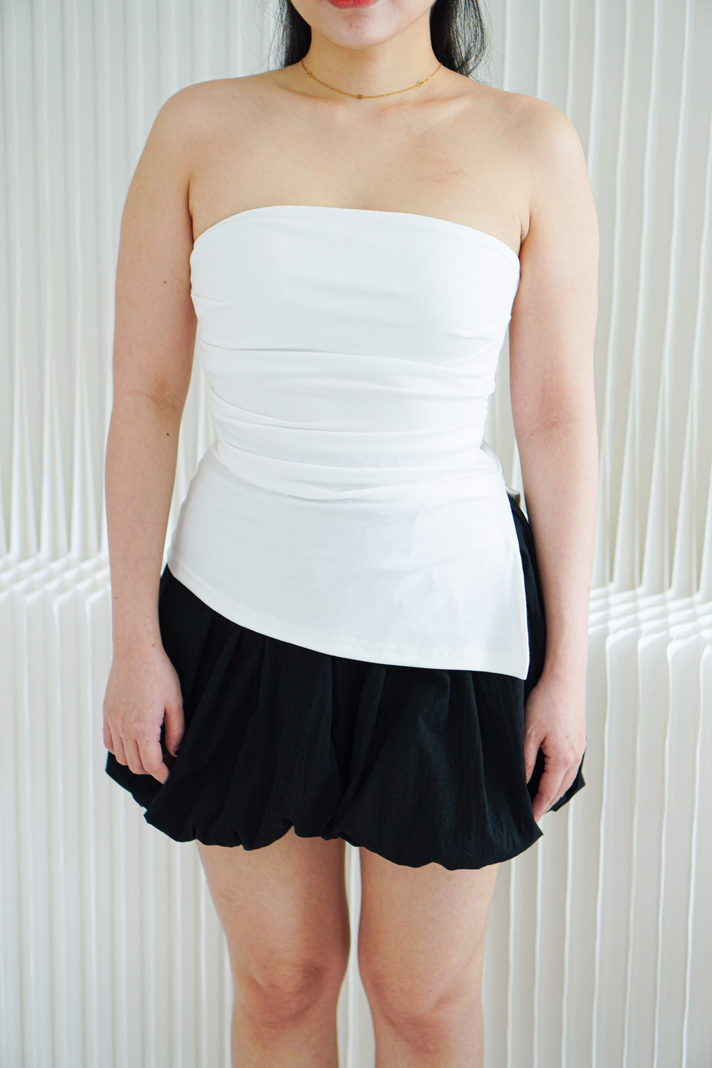 Kaia Tube Ruched Top in White