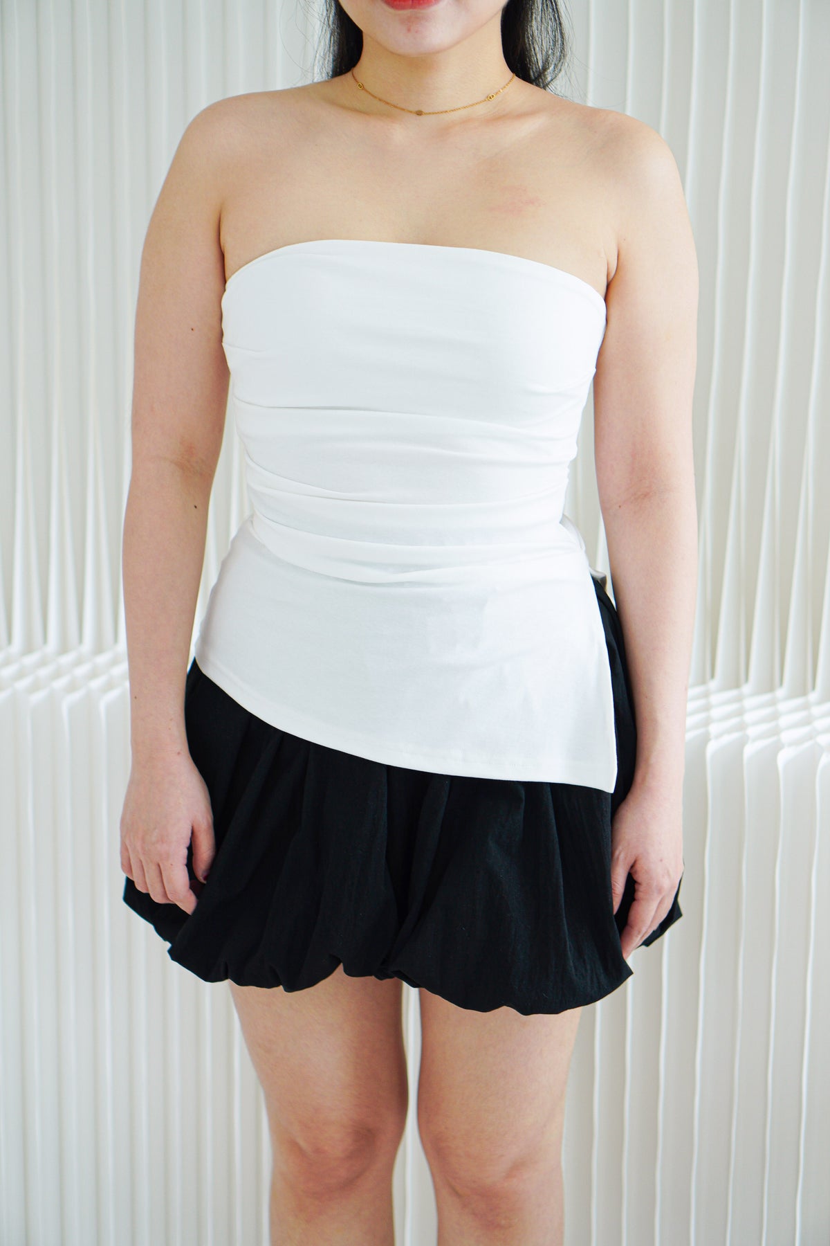Kaia Tube Ruched Top in White