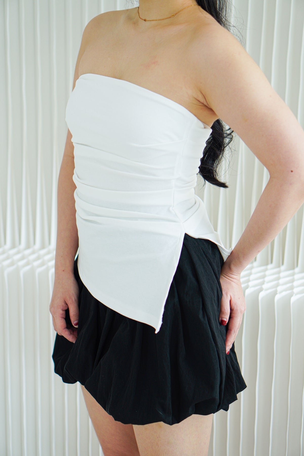 Kaia Tube Ruched Top in White