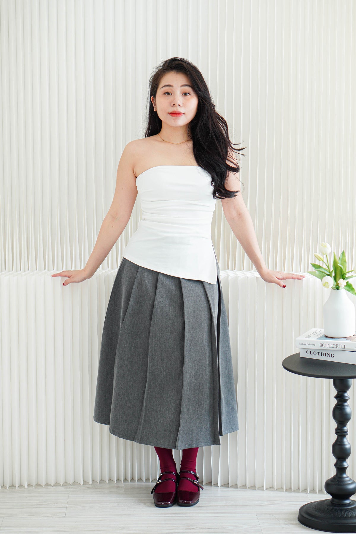 Kaia Tube Ruched Top in White