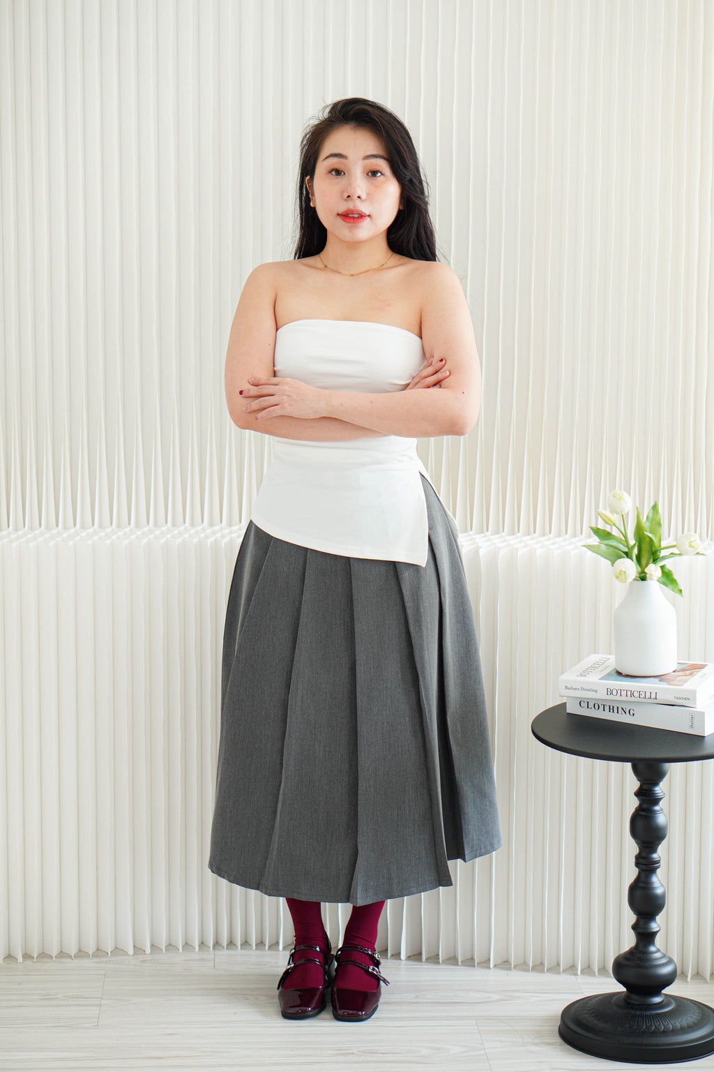 Kaia Tube Ruched Top in White