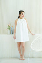 Last White Rose High Neck Mini Dress in White