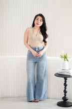 Noa V Neck Top in Khaki
