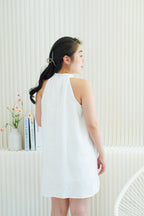 Last White Rose High Neck Mini Dress in White