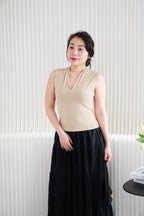 Noa V Neck Top in Khaki