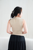 Noa V Neck Top in Khaki