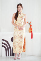 Jing Traditional Halter Cheongsam in Gold