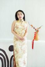 Jing Traditional Halter Cheongsam in Gold