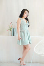 Blush Me V Neck Corset Satin Mini Dress in Green