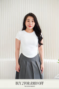Wumi Basic Ruched Top in White