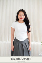 Wumi Basic Ruched Top in White