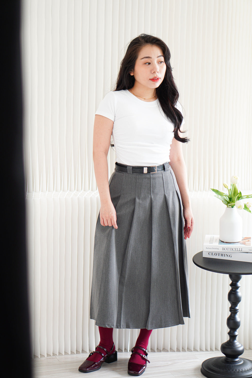 Wumi Basic Ruched Top in White