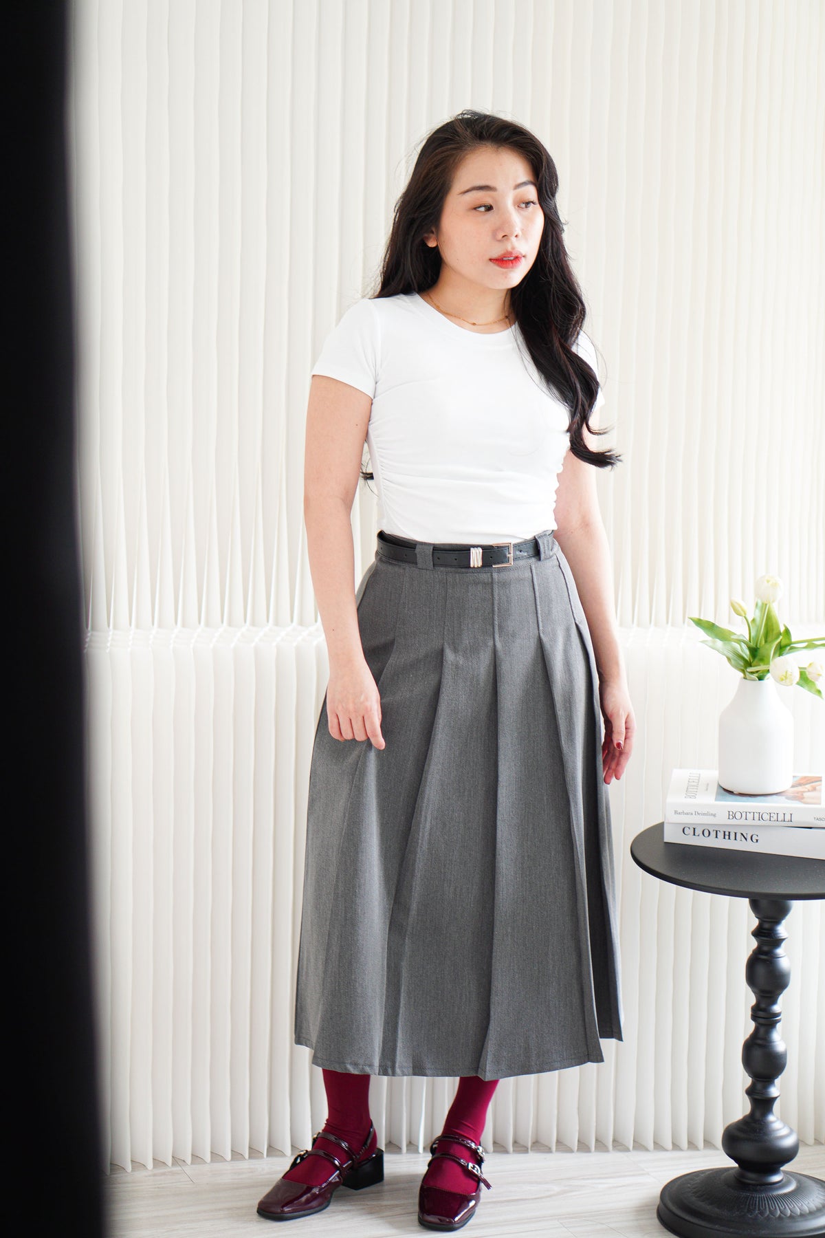 Wumi Basic Ruched Top in White