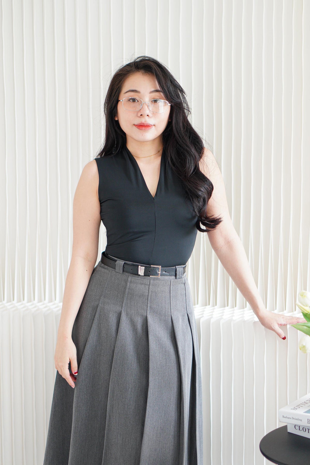 Noa V Neck Top in Black