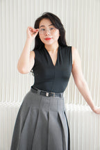 Noa V Neck Top in Black