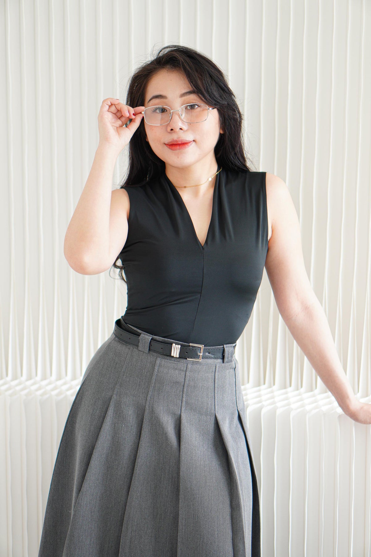 Noa V Neck Top in Black