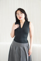 Noa V Neck Top in Black