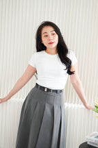Wumi Basic Ruched Top in White