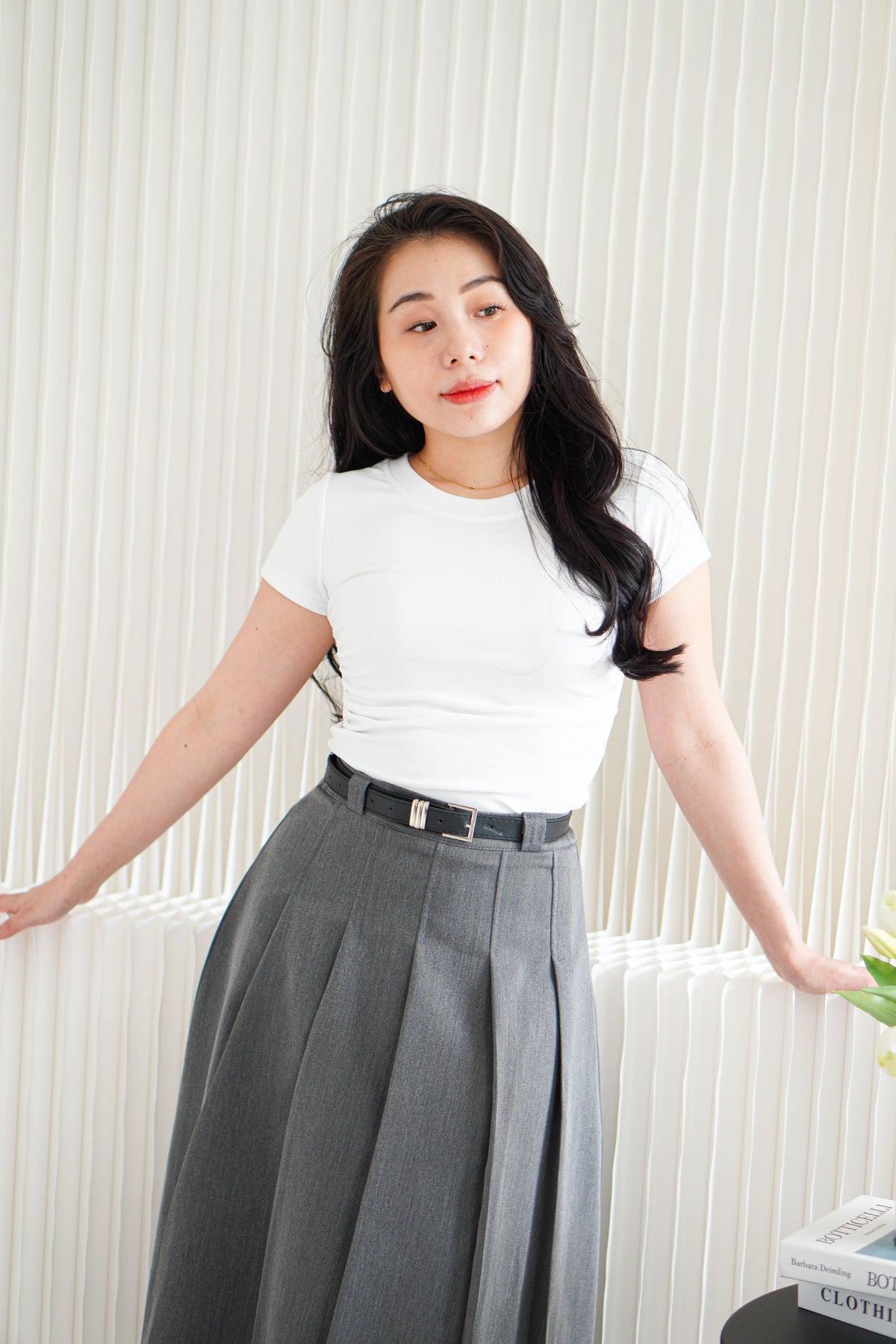 Wumi Basic Ruched Top in White