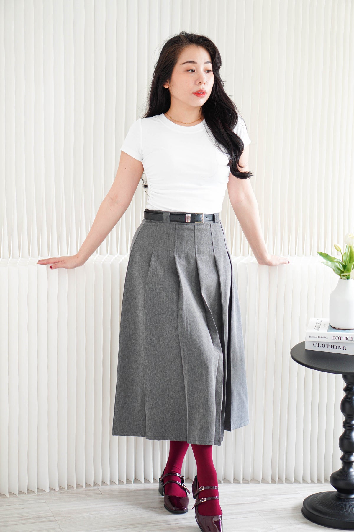 Wumi Basic Ruched Top in White