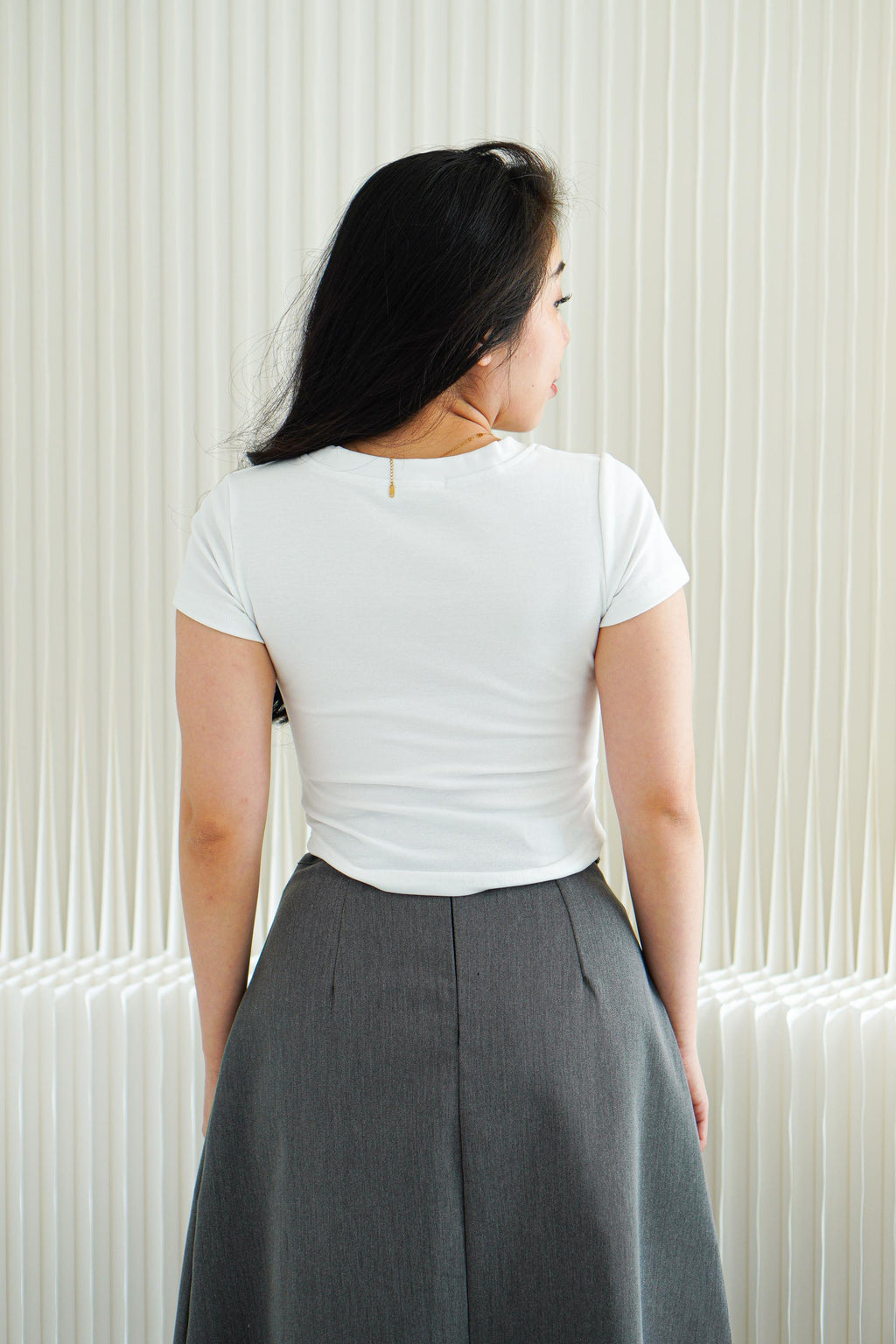 Wumi Basic Ruched Top in White