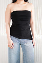 Kaia Tube Ruched Top in Black
