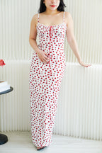 Rose Serenade Maxi Bodycon Dress in White and Red