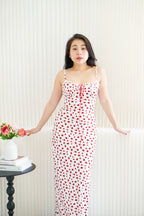 Rose Serenade Maxi Bodycon Dress in White and Red