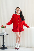 Annelise Bustier Pleated Mini Dress in Red