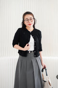 Holly Knit Cardigan Top in Black