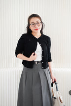 Holly Knit Cardigan Top in Black