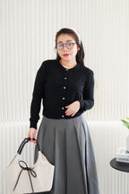 Holly Knit Cardigan Top in Black