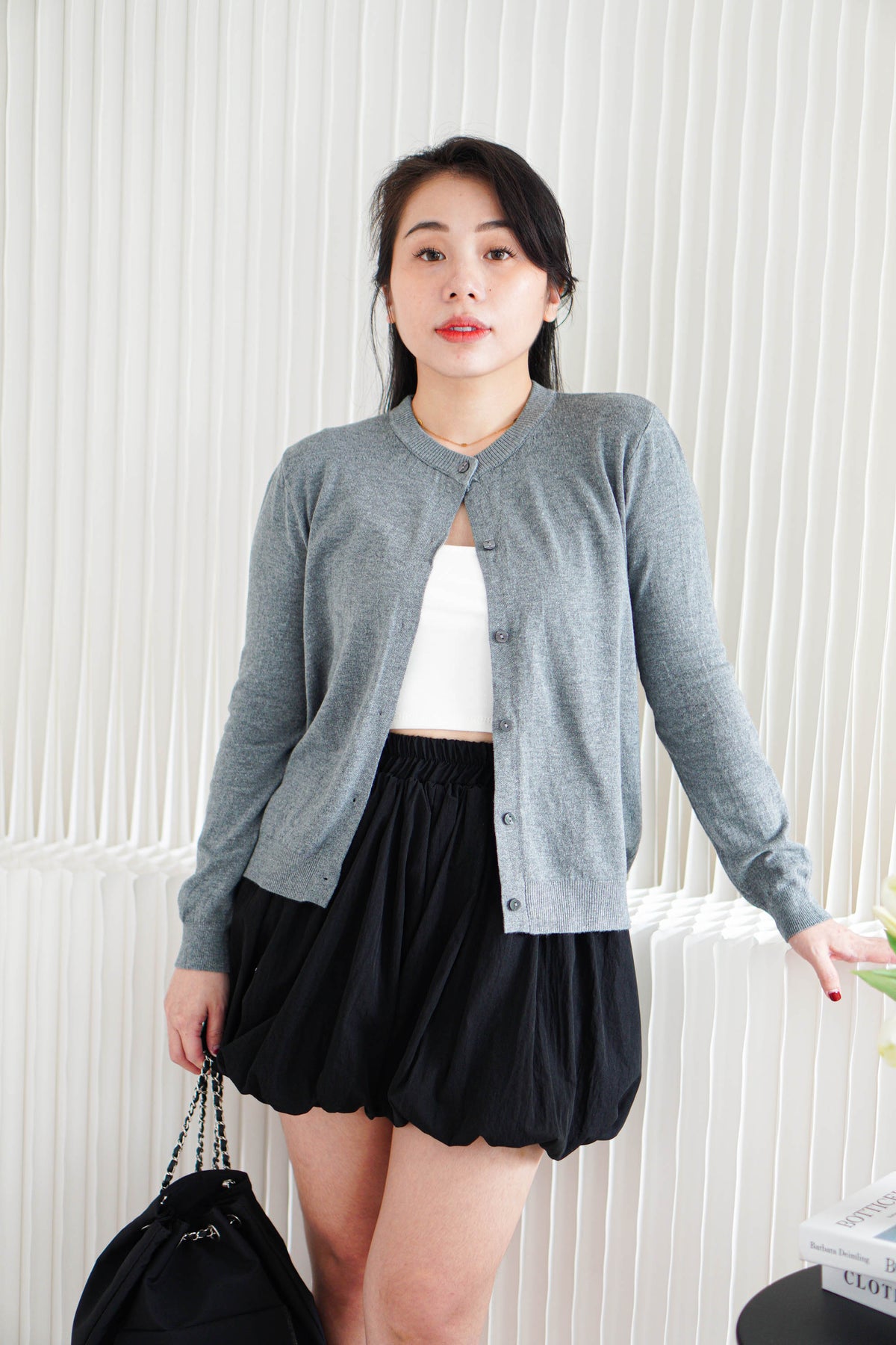 Holly Knit Cardigan Top in Grey