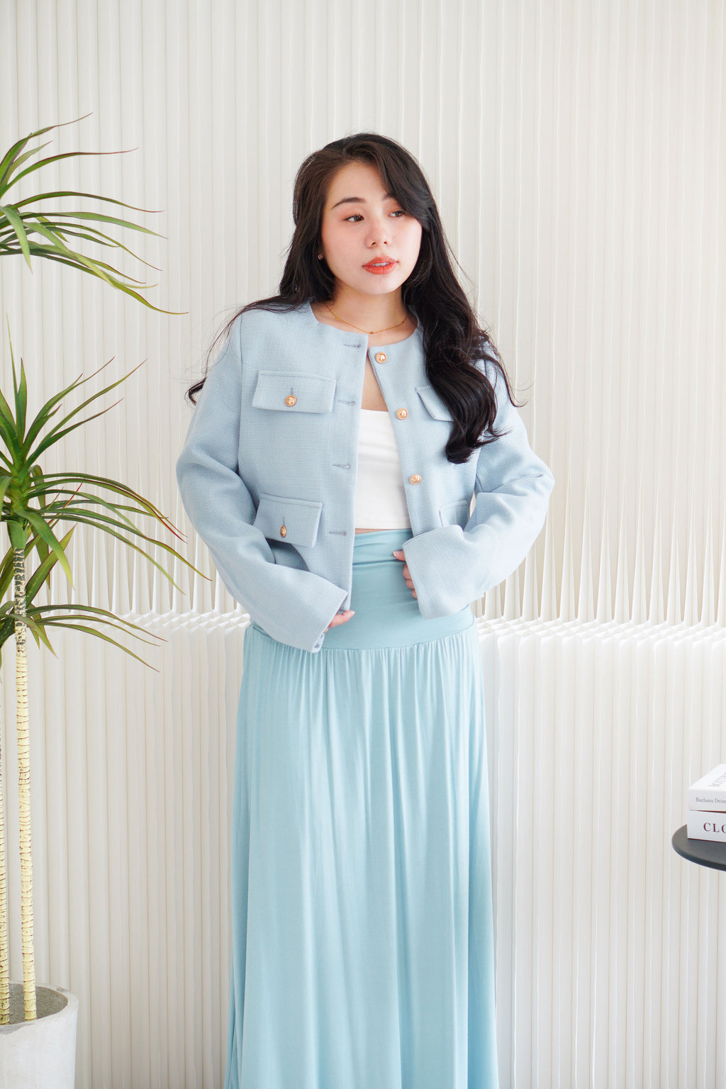 Phylia Tweed Jacket in Light Blue