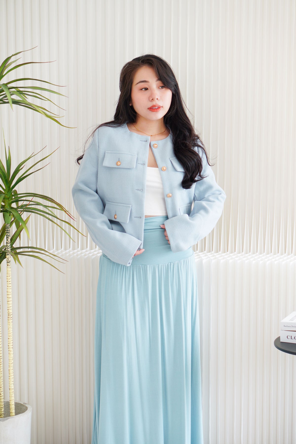 Phylia Tweed Jacket in Light Blue
