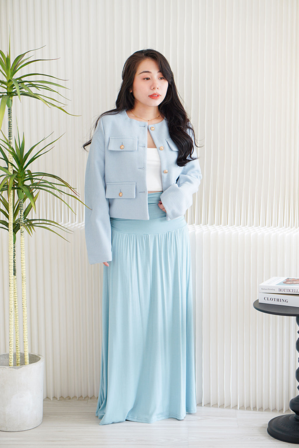 Phylia Tweed Jacket in Light Blue