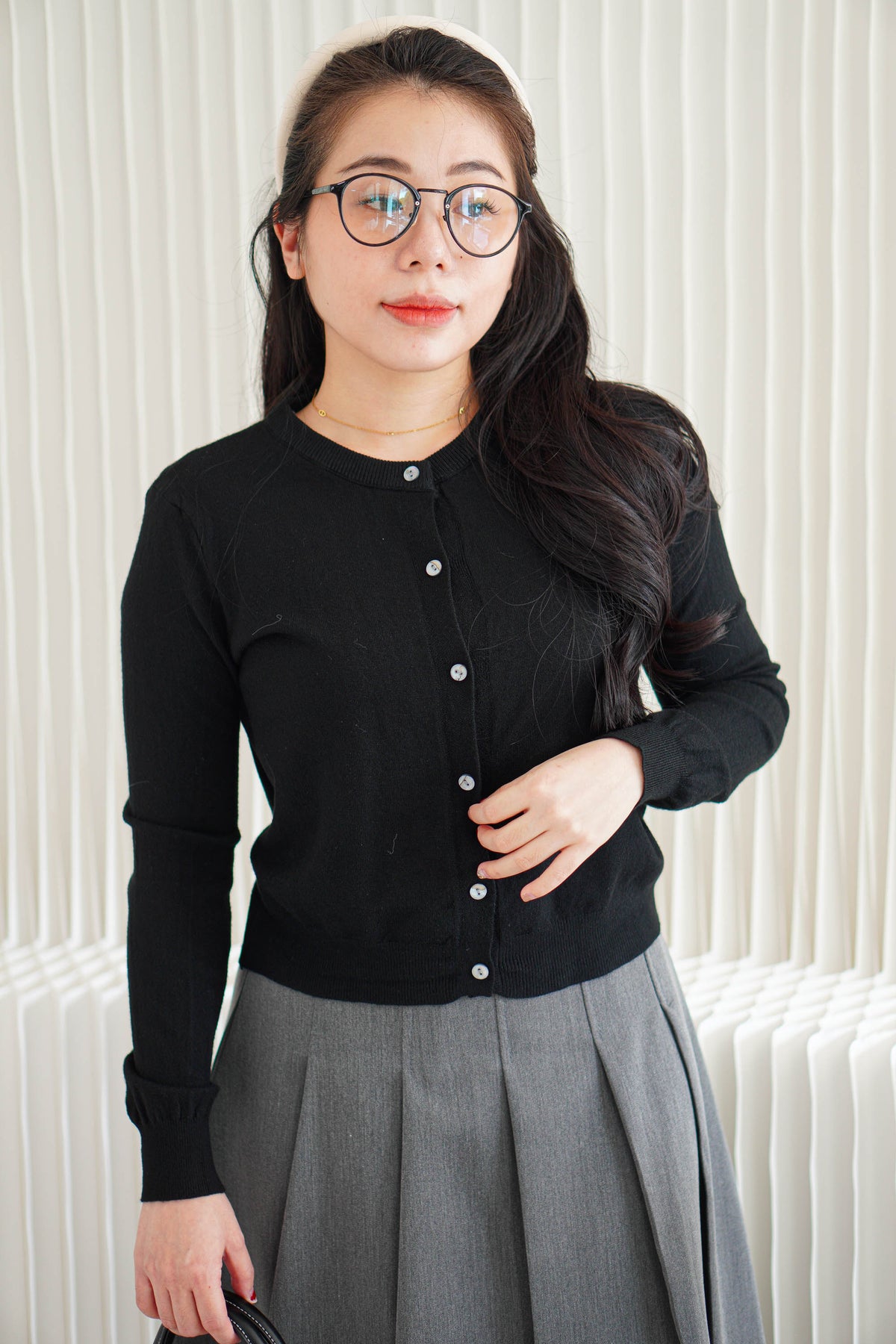 Holly Knit Cardigan Top in Black