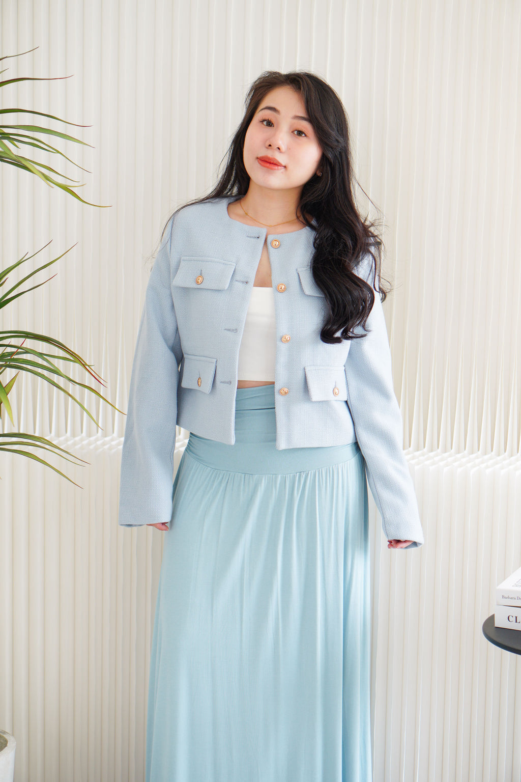 Phylia Tweed Jacket in Light Blue